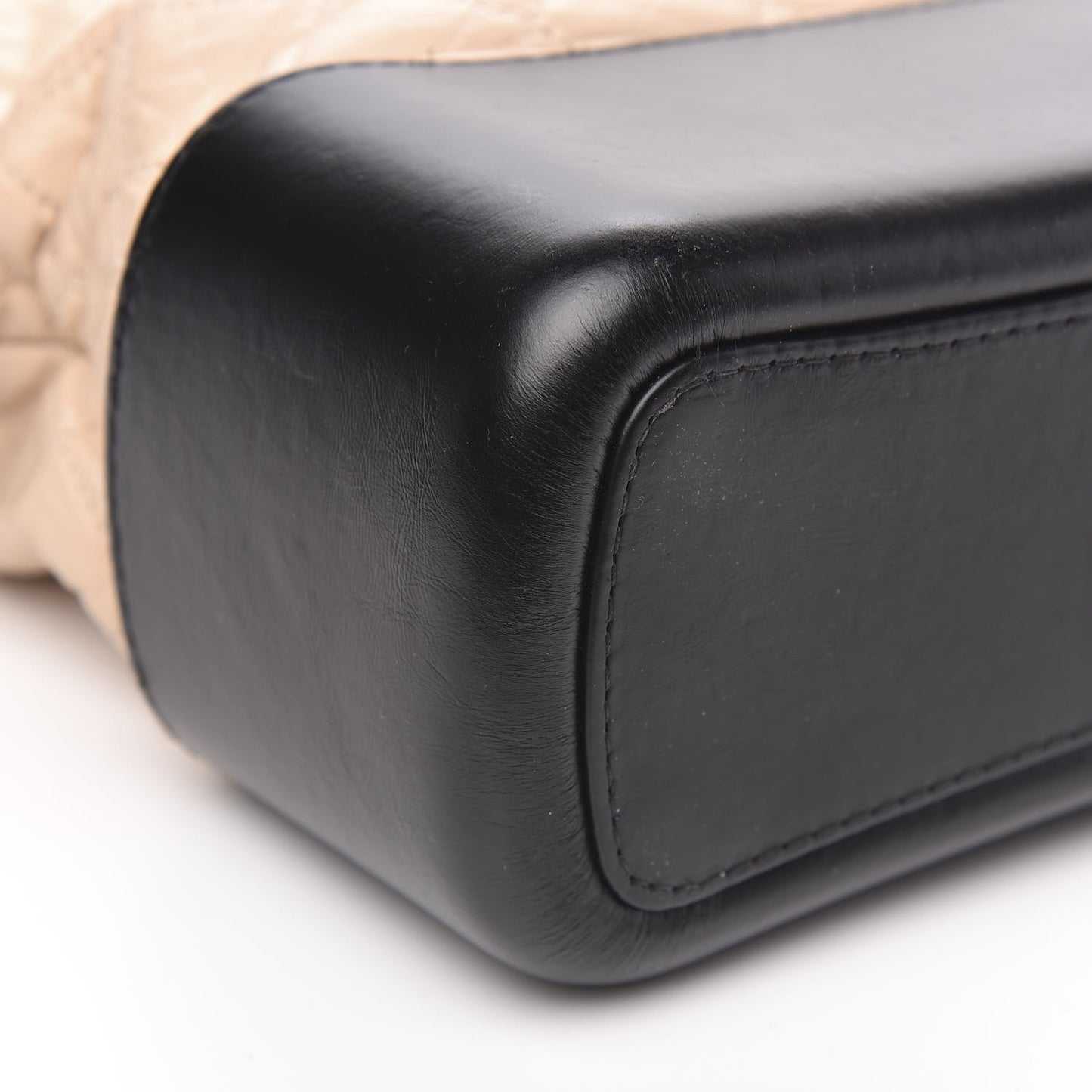Aged Calfskin Quilted Medium Gabrielle Hobo Beige Black