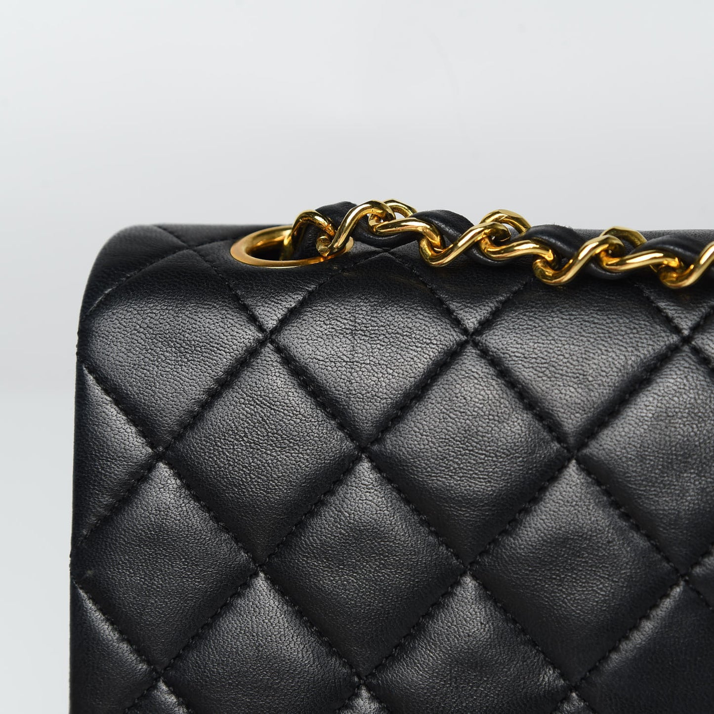 Lambskin Quilted Small Double Flap Black