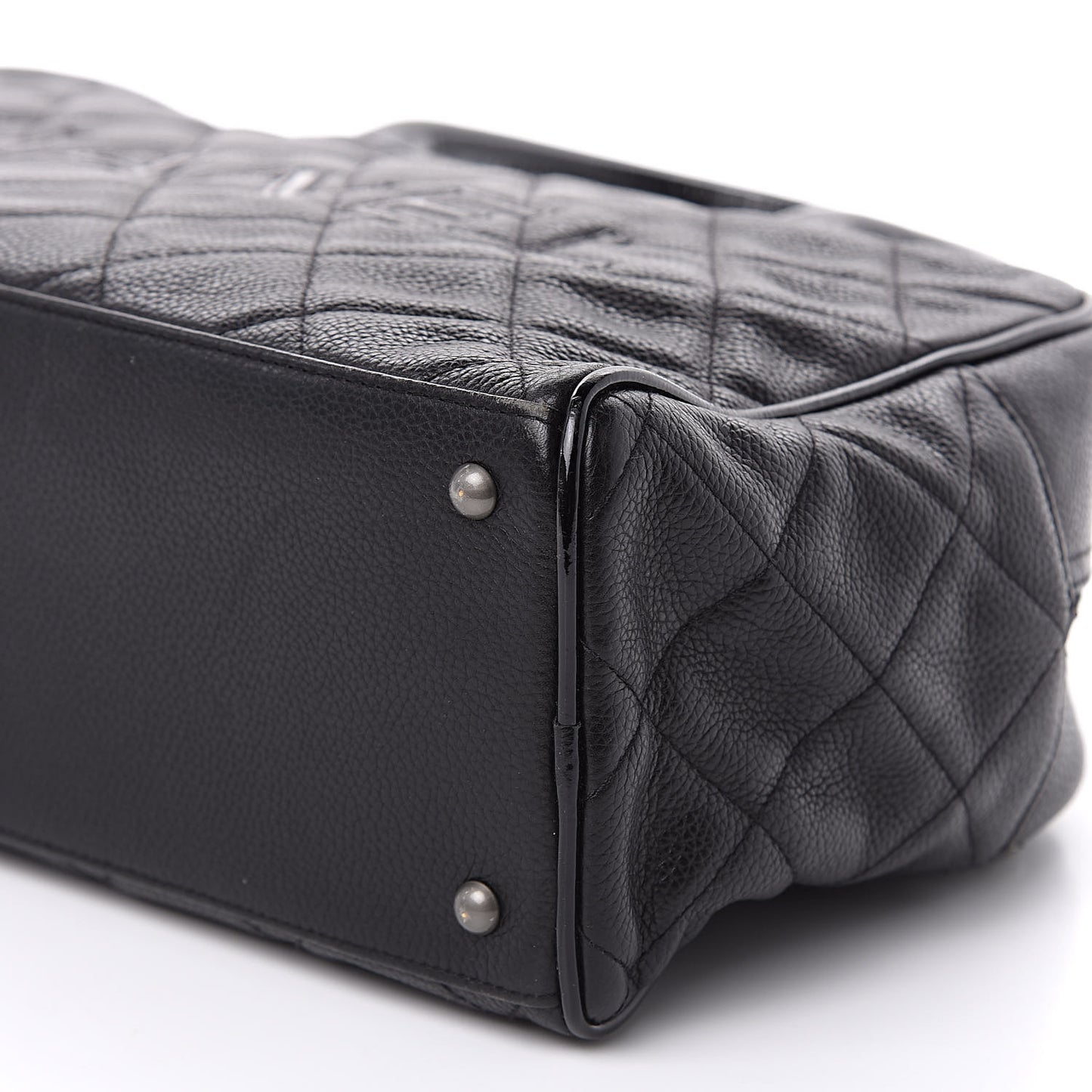 Caviar Patent Quilted Large Bowler Black