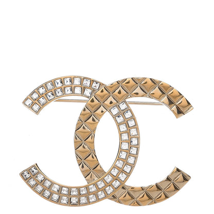 Chanel Baguette Crystal Quilted CC Brooch Gold 1 of 4