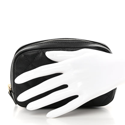 Chanel Caviar Quilted Small Curvy Pouch Cosmetic Case Black 2 of 10