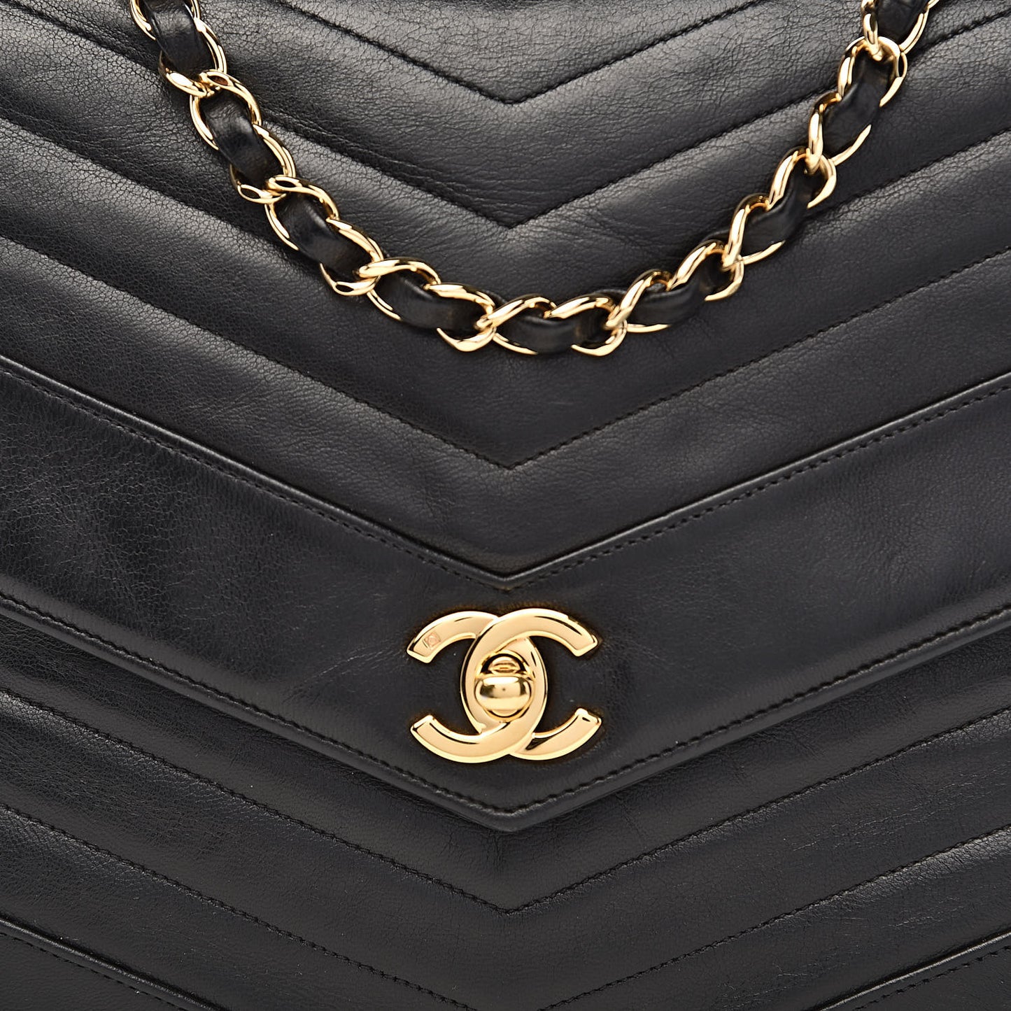 Lambskin Chevron Quilted Small Single Flap Black