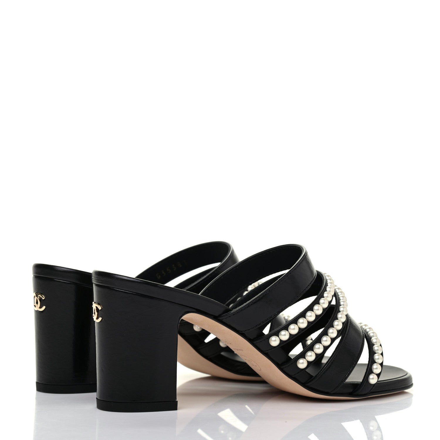 Chanel Laminated Lambskin CC Pearl Mules 36 Black 4 of 12
