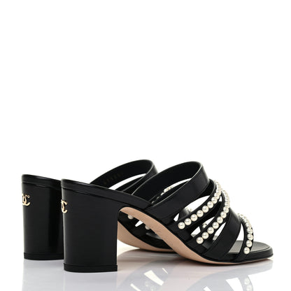 Chanel Laminated Lambskin CC Pearl Mules 36 Black 4 of 12