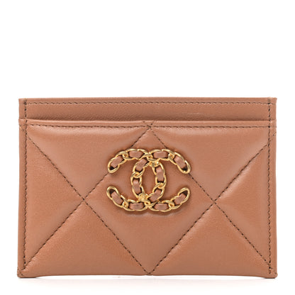 Chanel Lambskin Quilted Chanel 19 Card Holder Brown 1 of 6