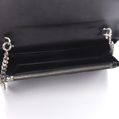 Saint Laurent Grain De Poudre Matelasse Chevron Monogram Envelope Chain Wallet Black 5 of 12
