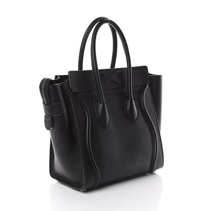 Celine Drummed Calfskin Micro Luggage Black 2 of 6