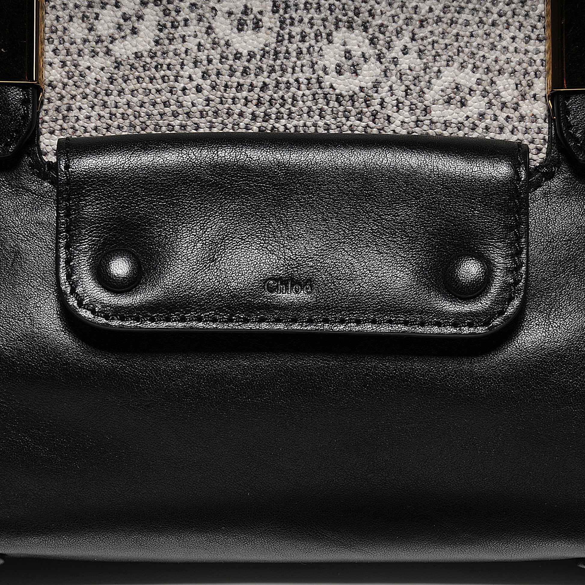 Chloe Lizard Embossed Mini Alice Satchel Black White 10 of 11
