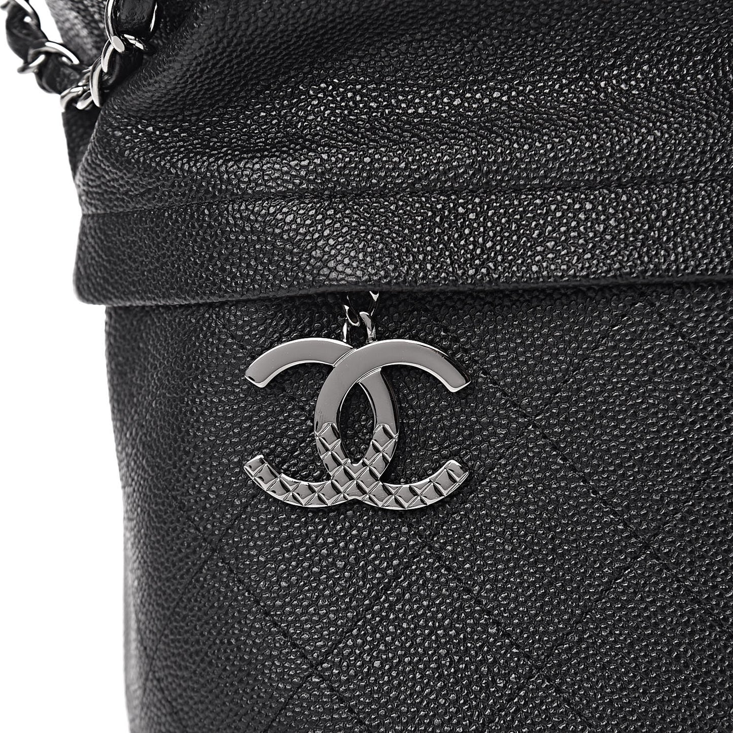 Crumpled Grained Calfskin Zip and Carry Shopping Tote Black