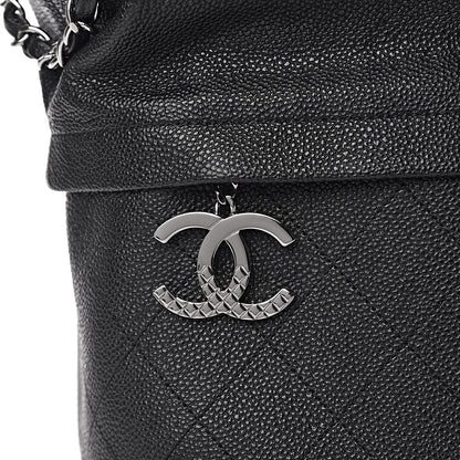 Chanel Crumpled Grained Calfskin Zip and Carry Shopping Tote Black 10 of 11