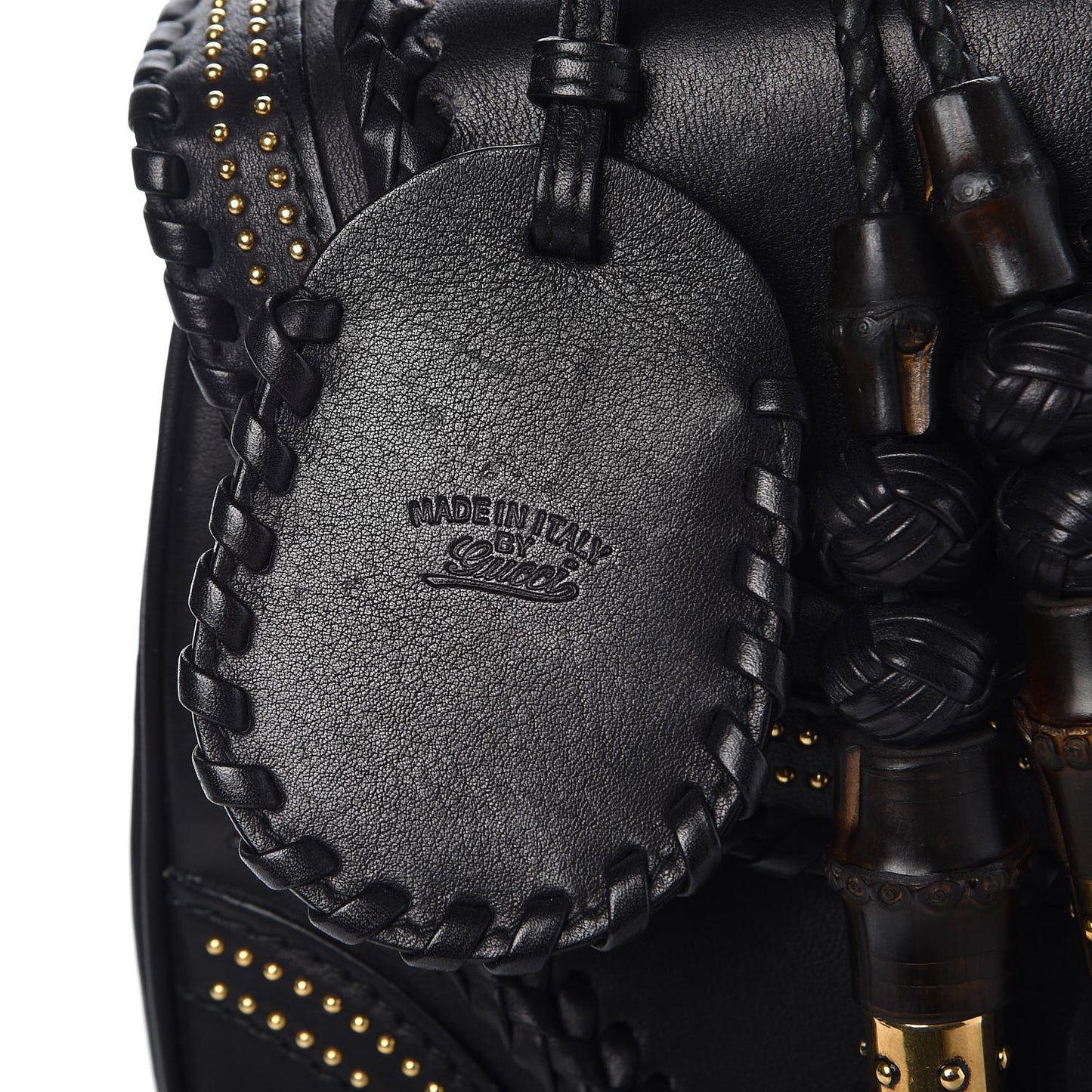 Calfskin New Bamboo Large Top Handle Bag Black