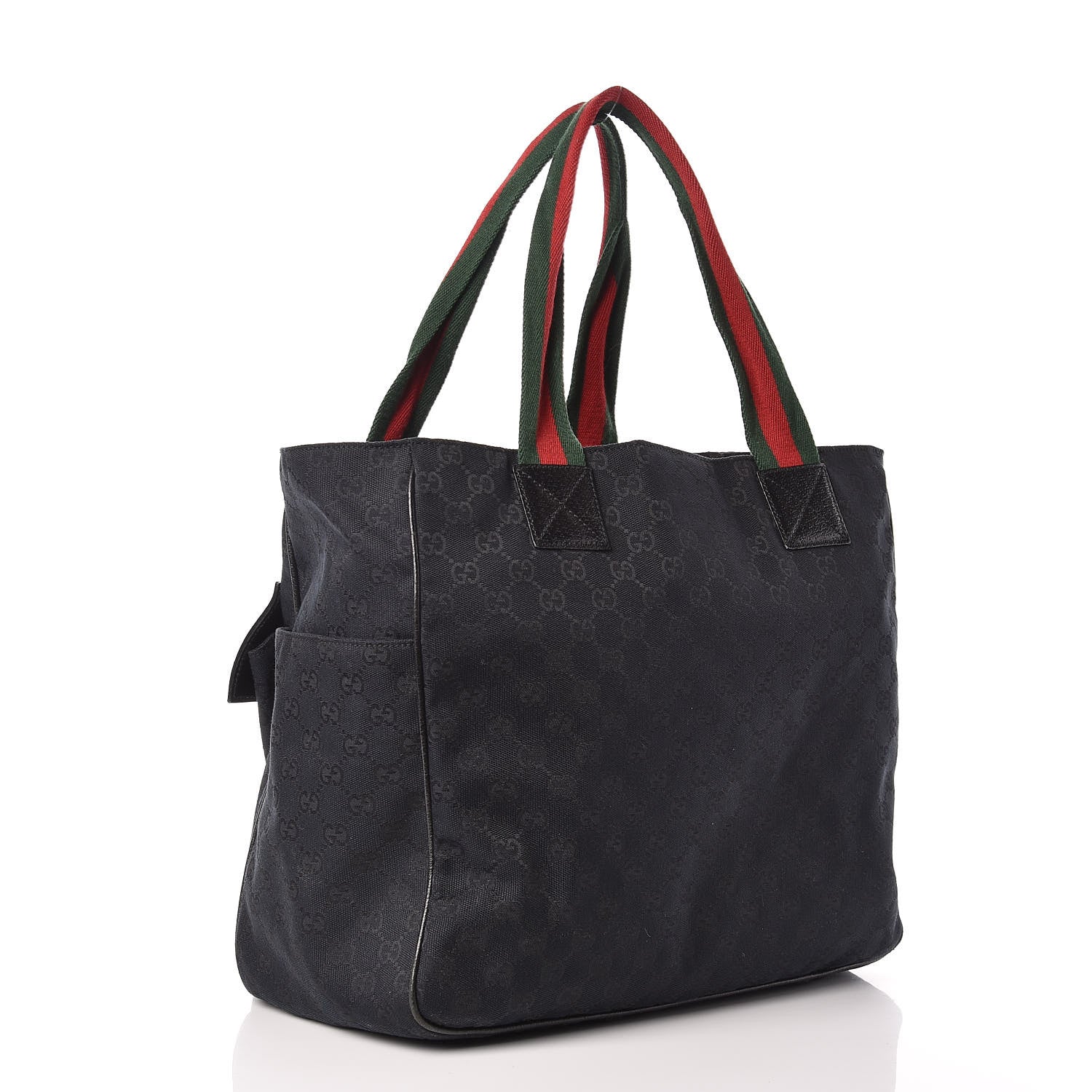 Gucci GG Monogram Medium Web Handle Double Pocket Tote Black 3 of 16