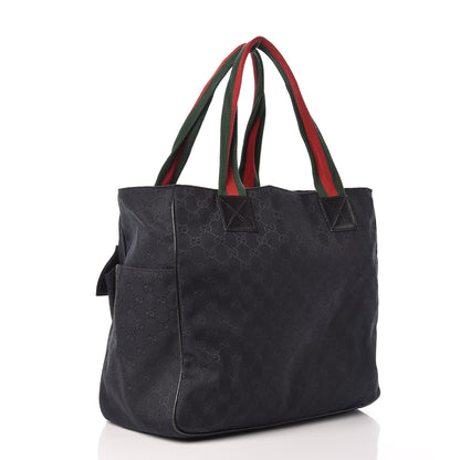 Gucci GG Monogram Medium Web Handle Double Pocket Tote Black 3 of 16