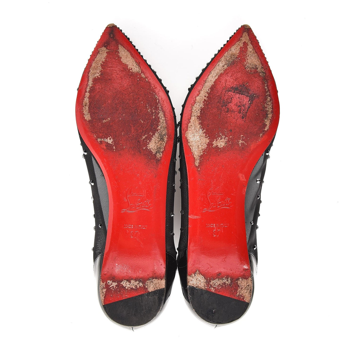 Mesh Crystal Embellished Follies Strass Flats 37 Black