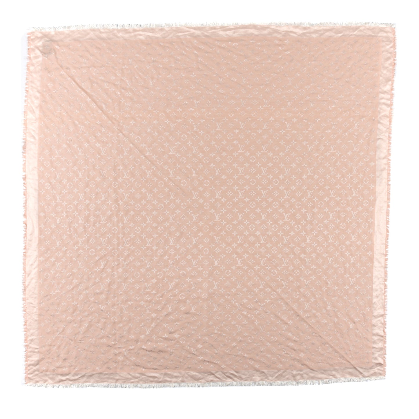 Silk Wool Monogram Denim Shawl Rose