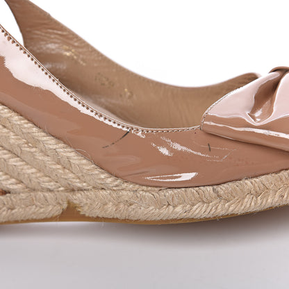 Valentino Garavani Patent Bow Espadrille Slingback Wedges 39 Beige 18 of 18