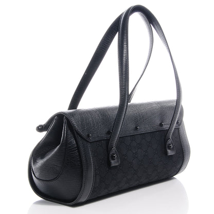 Gucci Monogram GG Bamboo Bullet Tote Bag Black 3 of 7