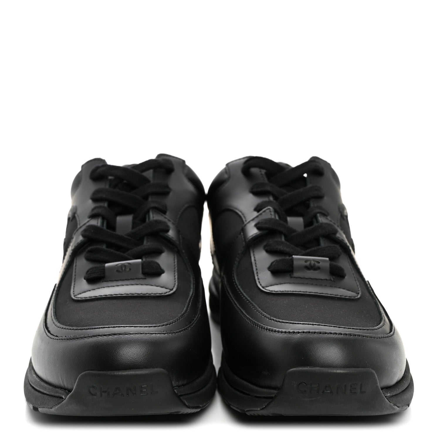 Chanel Calfskin Lambskin CC Uniform Sneakers Black 42 Black 2 of 9