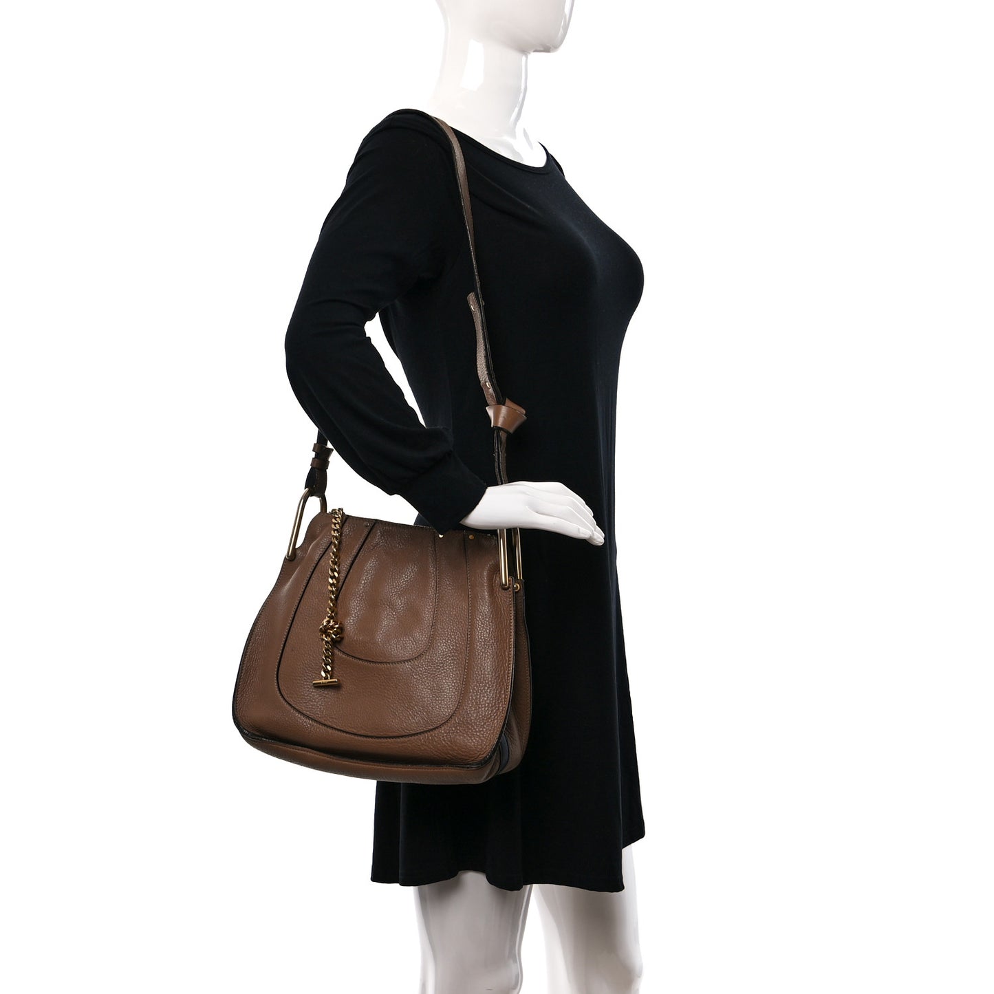 Grained Calfskin Small Hayley Hobo Nut