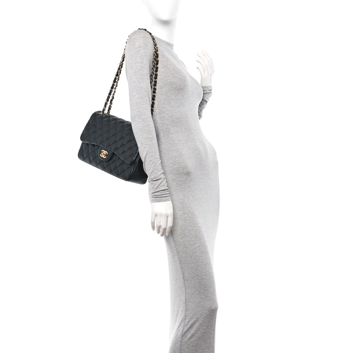 Chanel Lambskin Quilted Jumbo Double Flap Black 2 of 10
