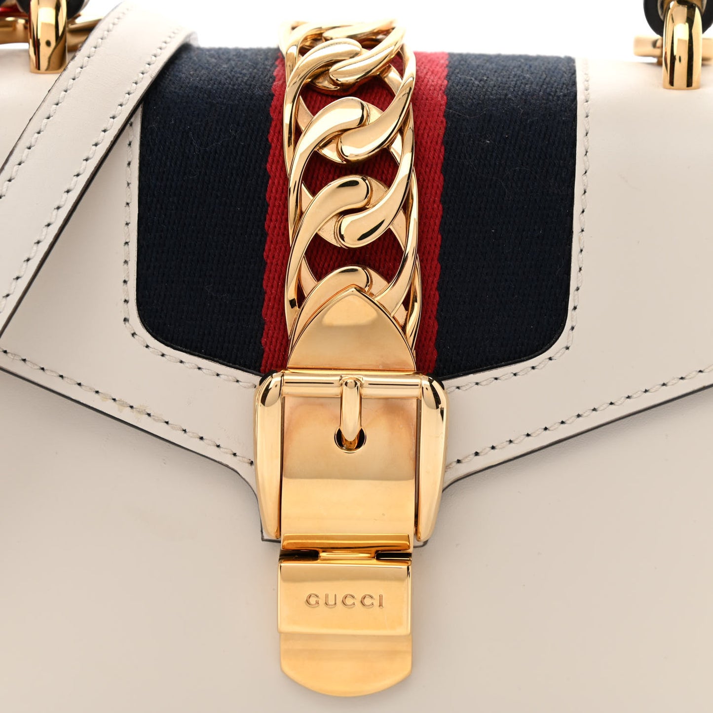 Calfskin Mini Sylvie Top Handle Bag White