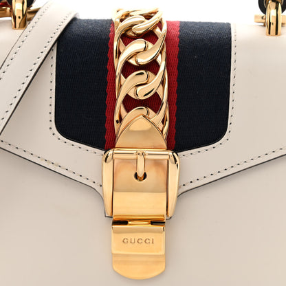 Gucci Calfskin Mini Sylvie Top Handle Bag White 8 of 12