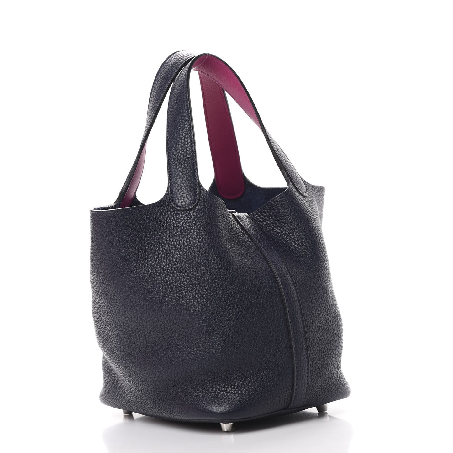 Taurillon Clemence Swift Eclat Picotin Lock 18 PM Bleu Nuit Rose Pourpre