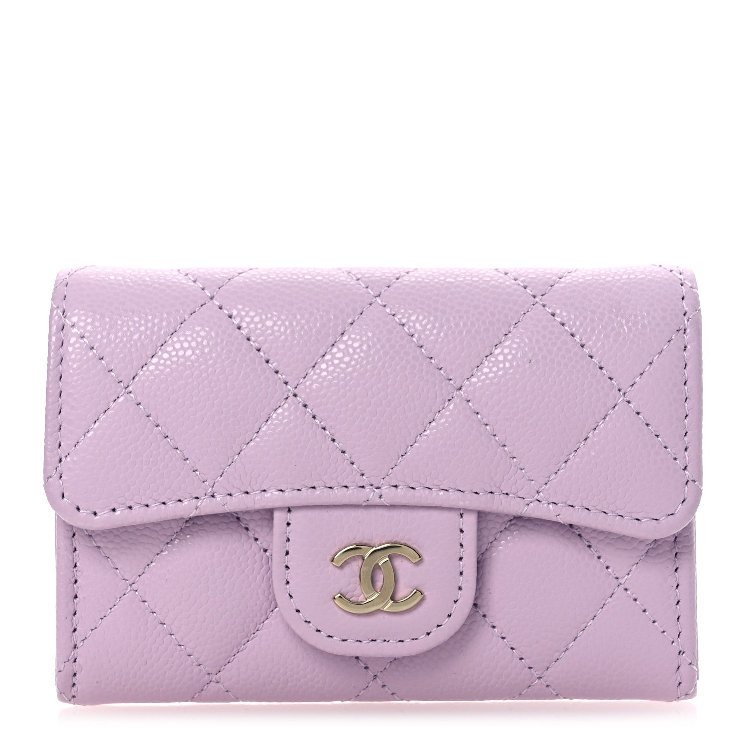 Chanel Caviar Quilted Flap Card Holder Wallet Light Purple 1 of 9