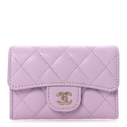 Chanel Caviar Quilted Flap Card Holder Wallet Light Purple 1 of 9
