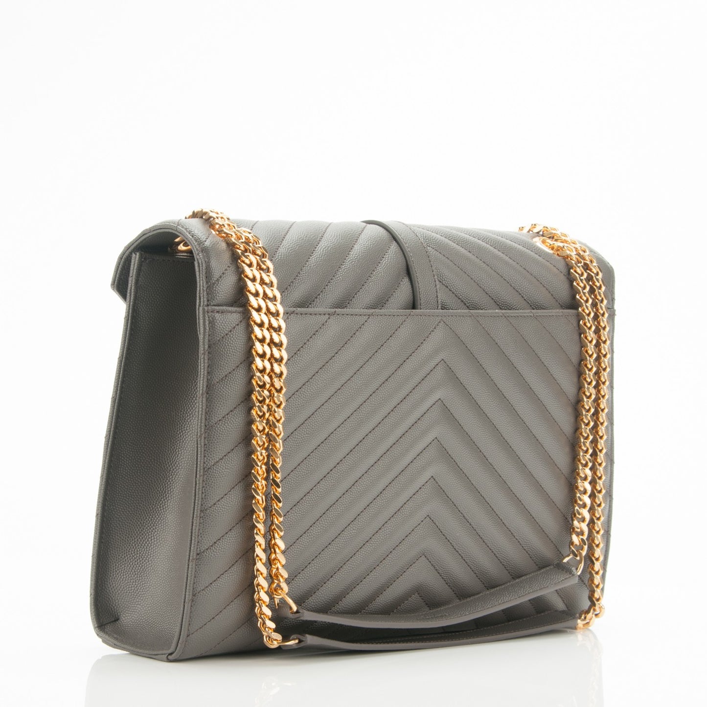 Grain De Poudre Matelasse Chevron Large Monogram Satchel Earth