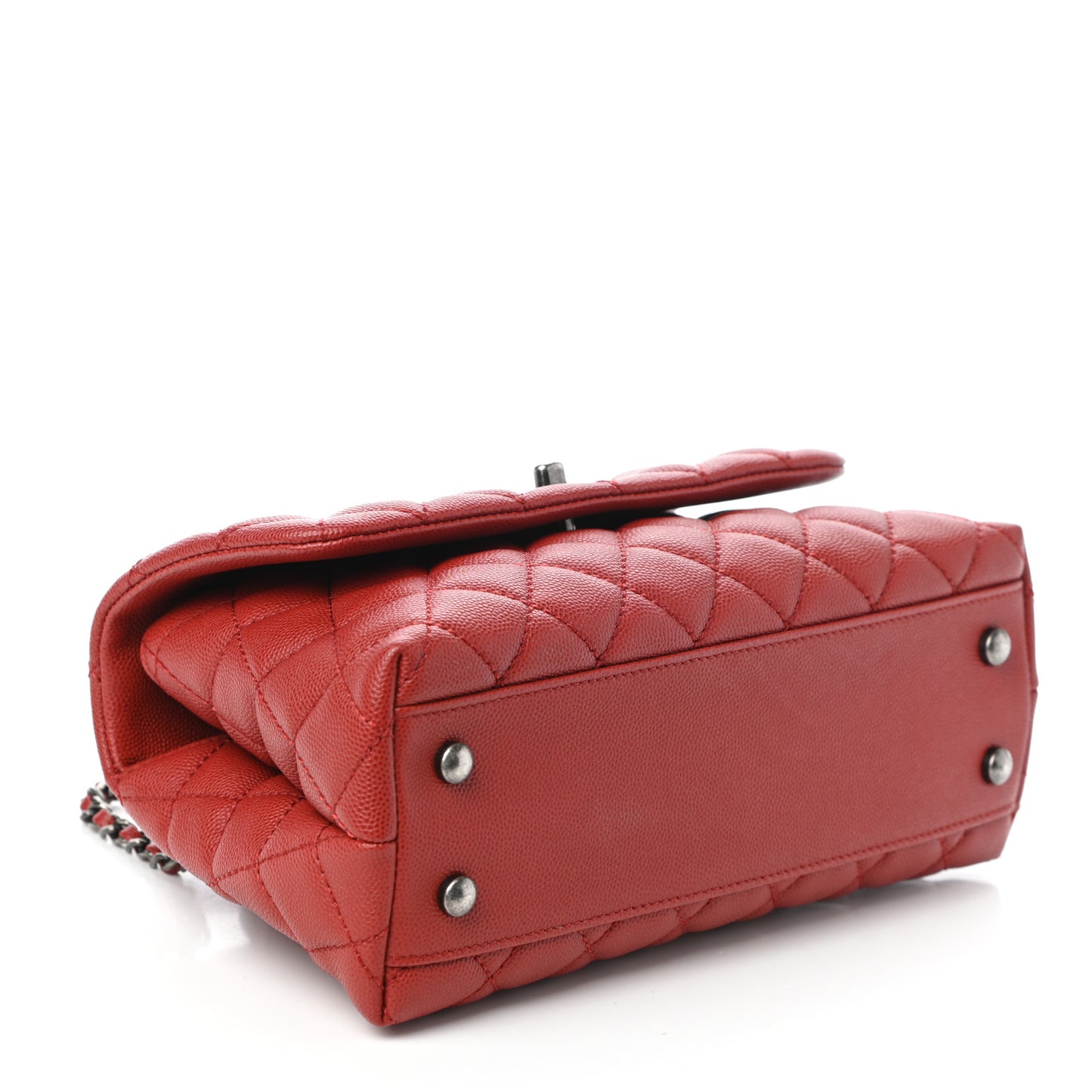 Caviar Quilted Mini Coco Handle Flap Dark Red