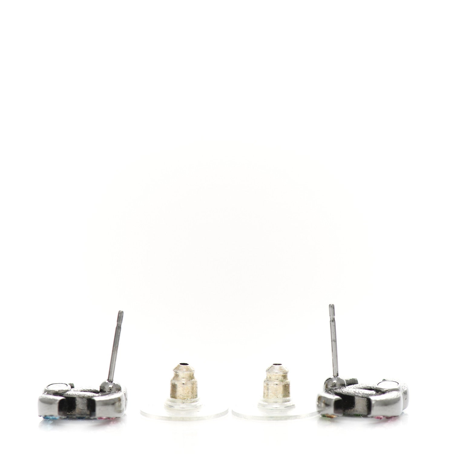 Chanel Ruthenium Crystal CC Earrings Multicolor 3 of 4