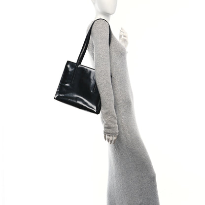 Prada Spazzolato Logo Embossed Tote Black 2 of 9