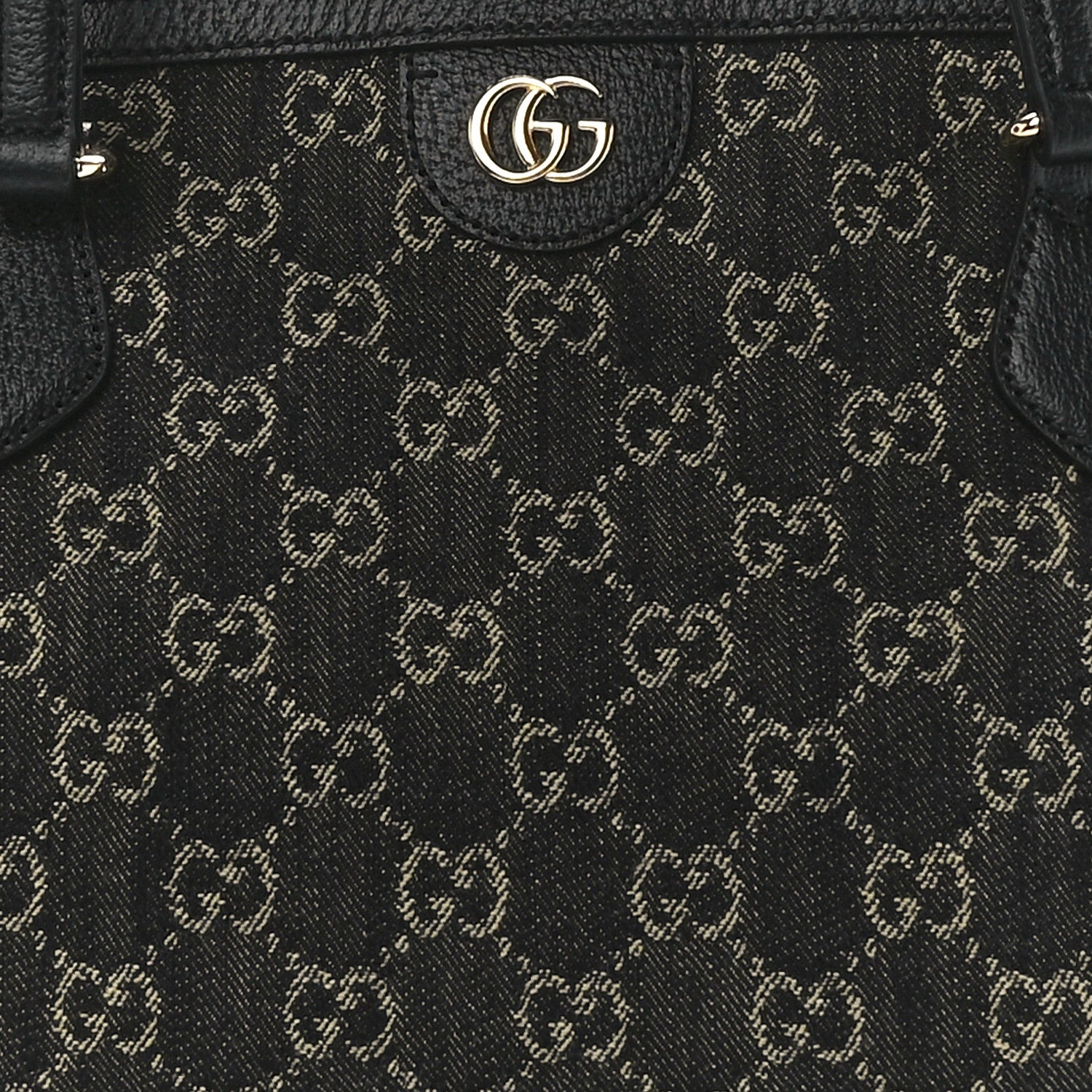 Gucci Jacquard Black Denim GG Monogram Medium Ophidia Shopping Tote Black Ivory 7 of 10