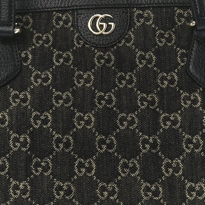 Gucci Jacquard Black Denim GG Monogram Medium Ophidia Shopping Tote Black Ivory 7 of 10