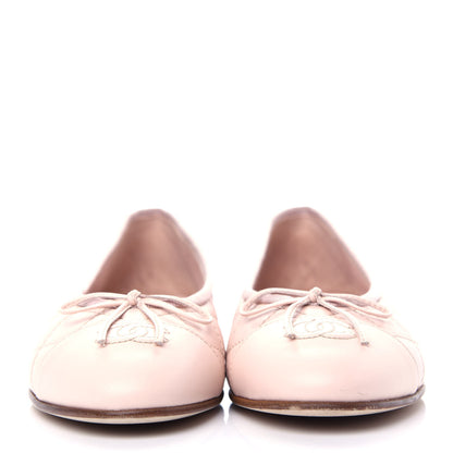 Chanel Lambskin Quilted Cap Toe Ballerina Flats 38.5 Light Pink 2 of 10