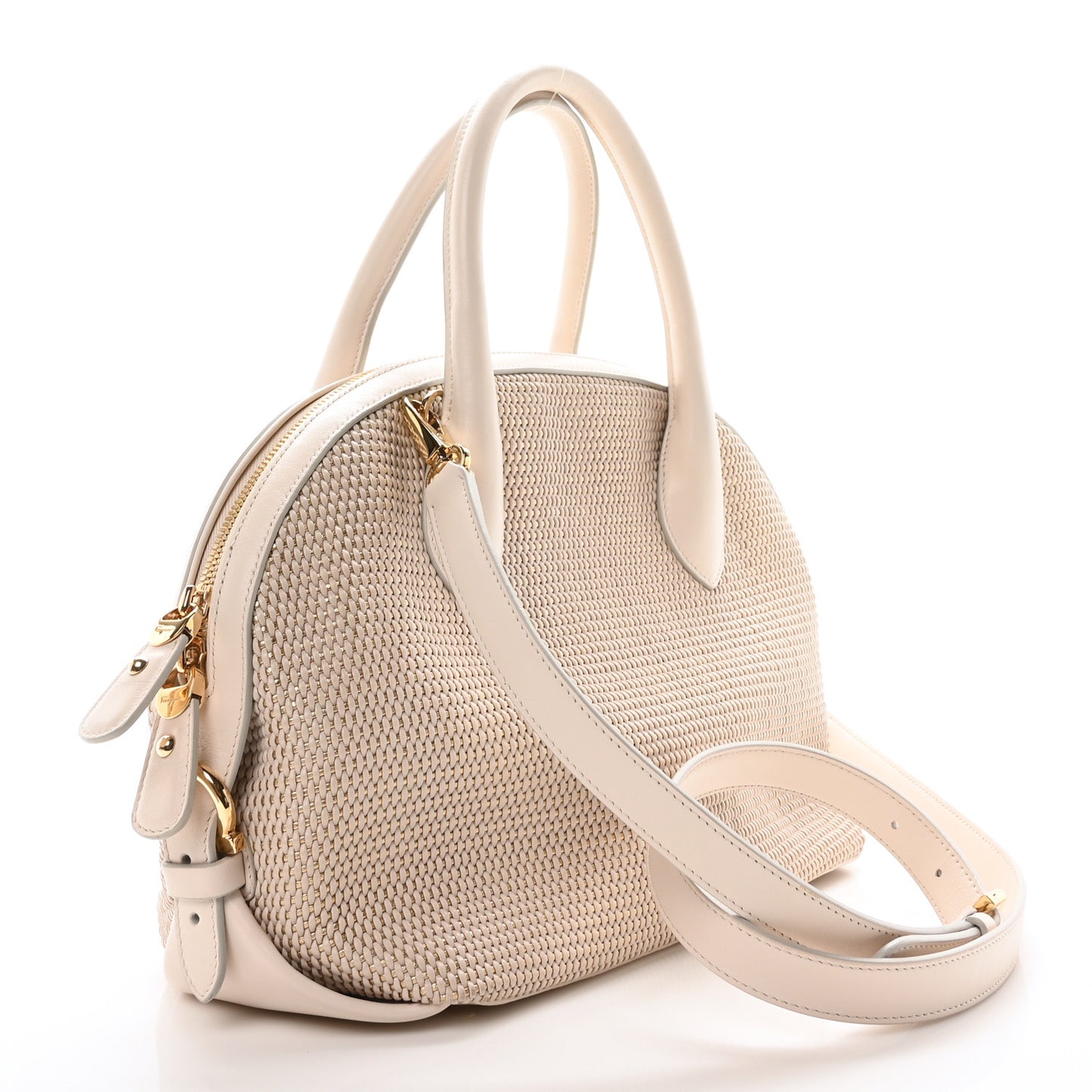 Lambskin Calfskin Woven Fiamma Bag Seta Oro