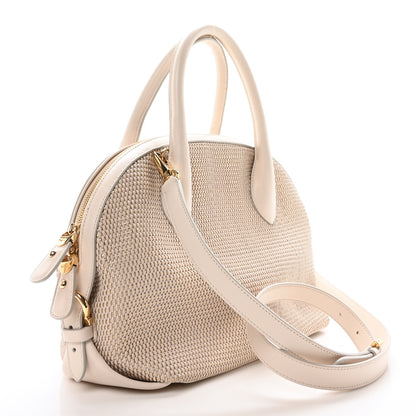 Salvatore Ferragamo Lambskin Calfskin Woven Fiamma Bag Seta Oro 3 of 10