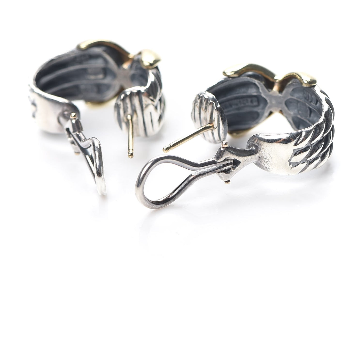 Sterling Silver 14K Yellow Gold Cable Classics X Earrings