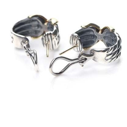 David Yurman Sterling Silver 14K Yellow Gold Cable Classics X Earrings 3 of 4