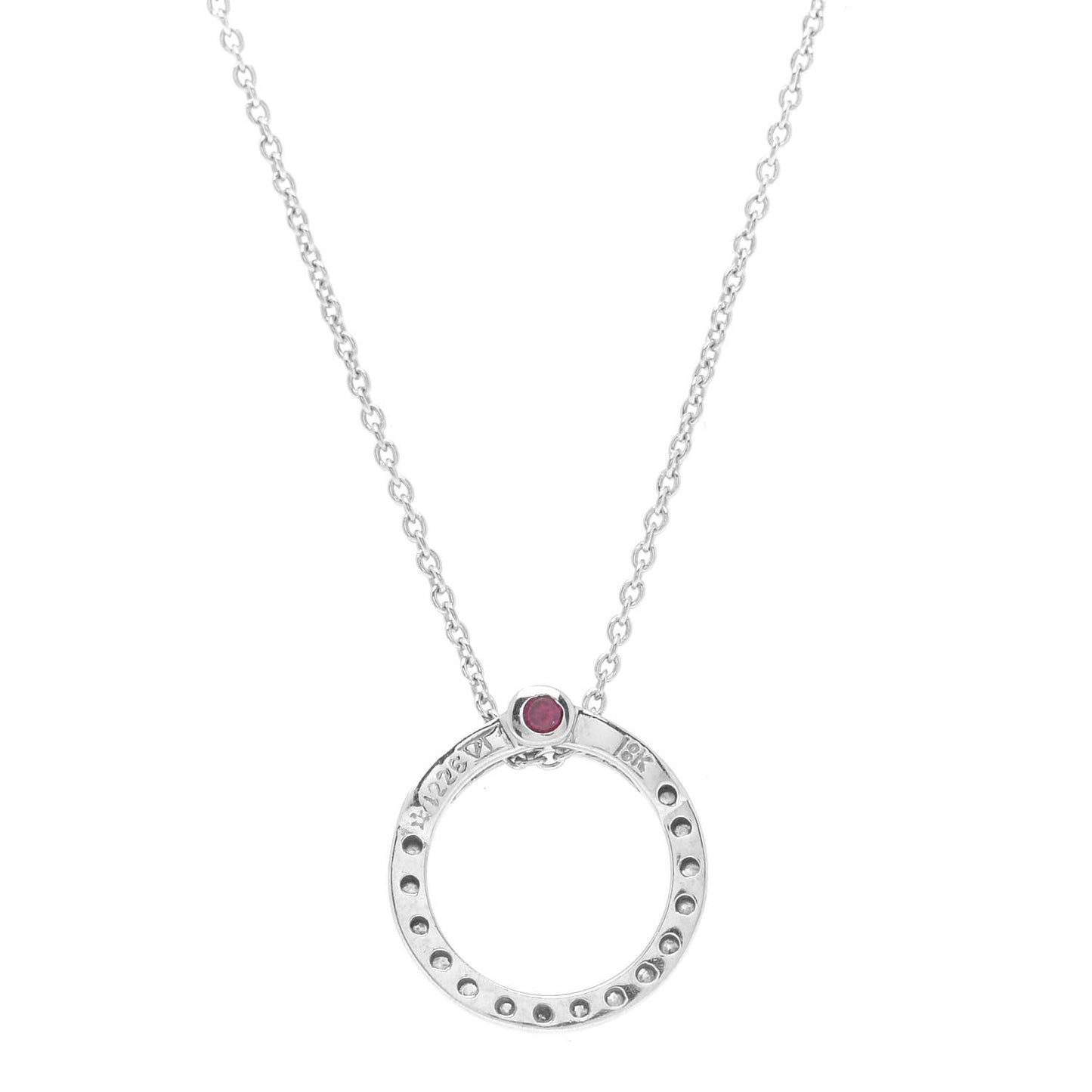 18K White Gold Diamond Small Tiny Treasures Circle Pendant Necklace