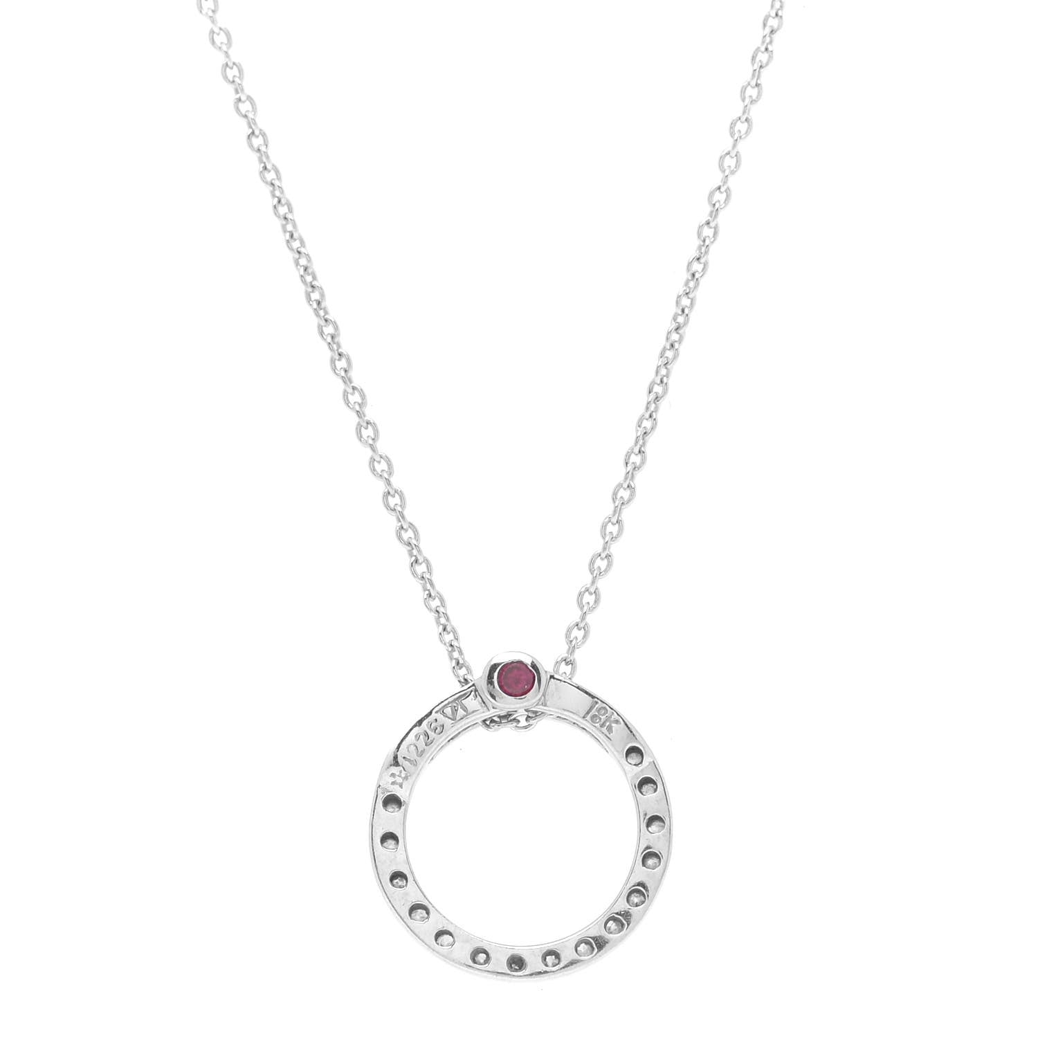 Roberto Coin 18K White Gold Diamond Small Tiny Treasures Circle Pendant Necklace 5 of 6