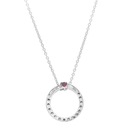 Roberto Coin 18K White Gold Diamond Small Tiny Treasures Circle Pendant Necklace 5 of 6