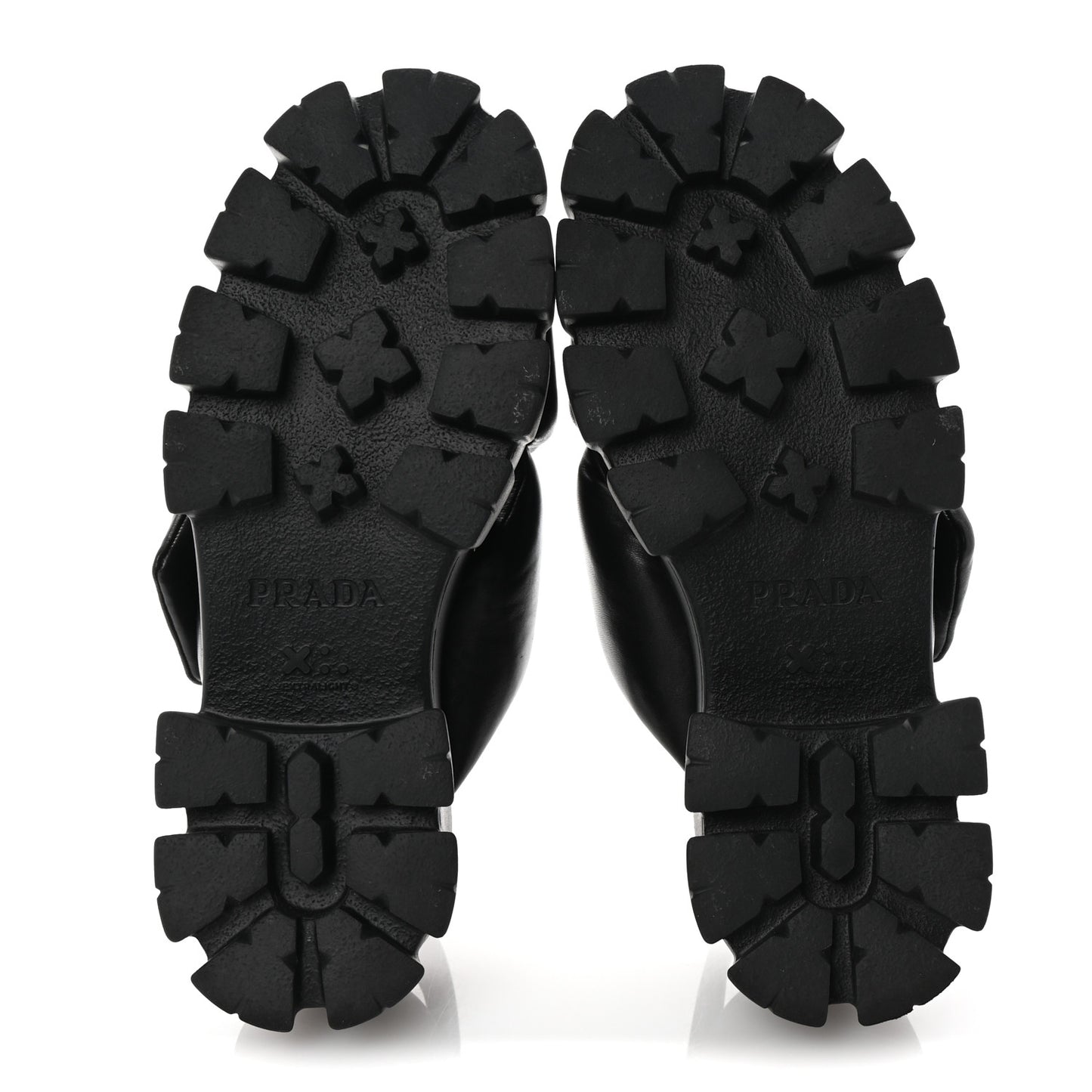 Nappa Soft Metal Triangle Logo Padded Monolith 55mm Slingback Sandals 39 Black