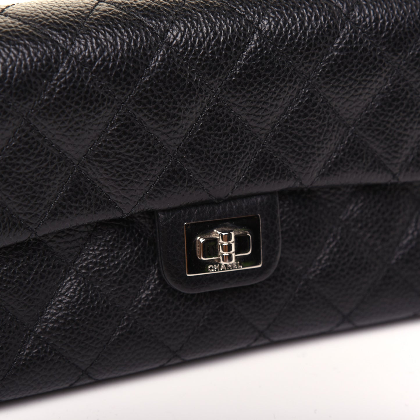 Grained Calfskin Quilted 2.55 Reissue Flap Belt Bag Clutch Black