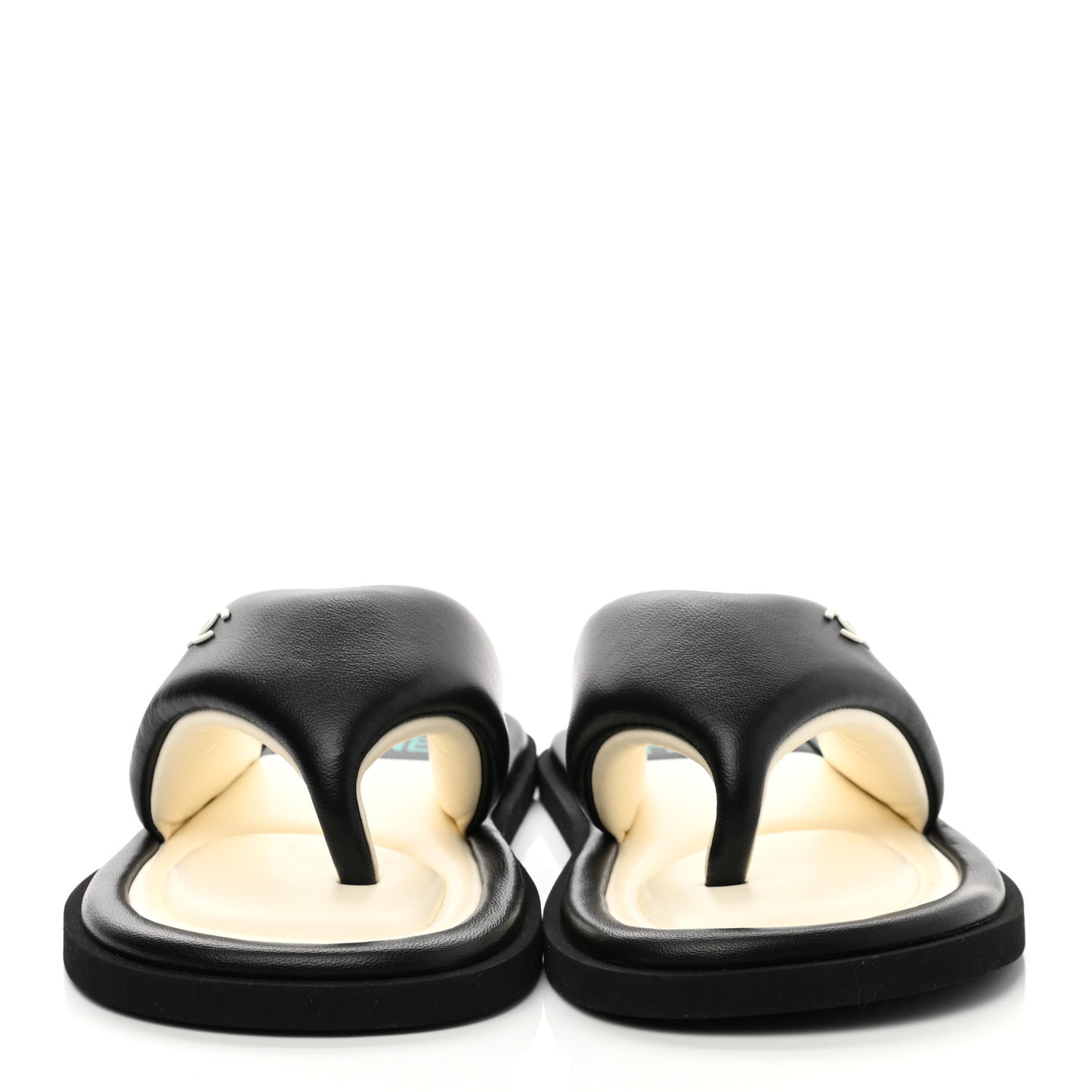 Lambskin Padded Pool Thong Sandals 40 Black