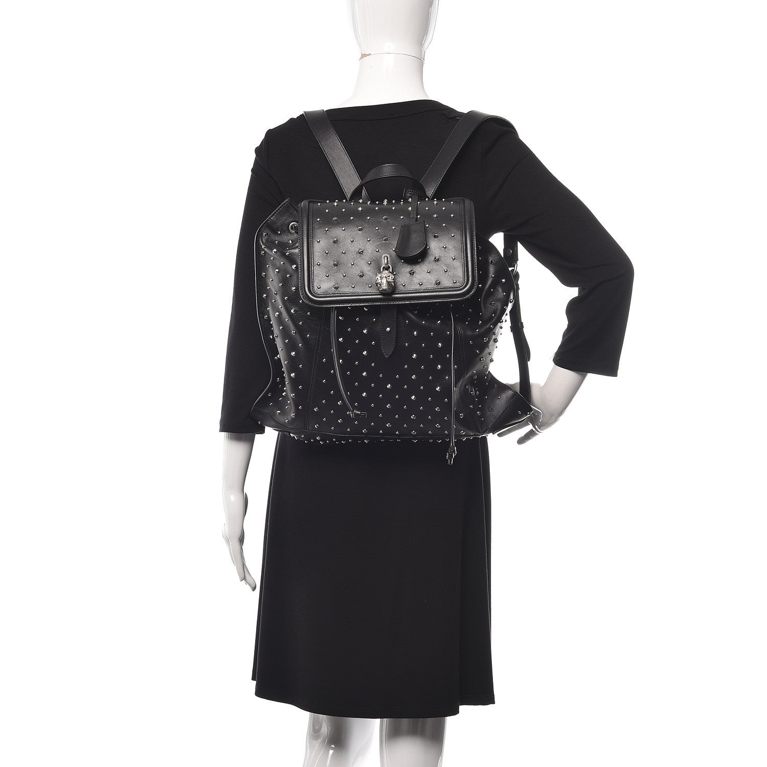 Alexander McQueen Calfskin Studded Padlock Backpack Black 2 of 12