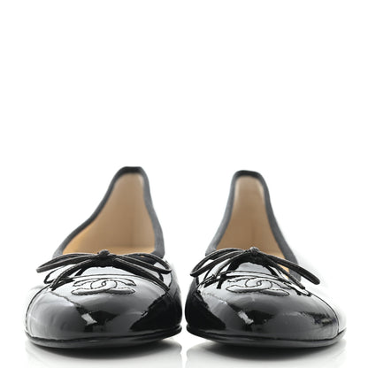 Chanel Patent Calfskin CC Cap Toe Ballerina Flats 36 Black 2 of 8
