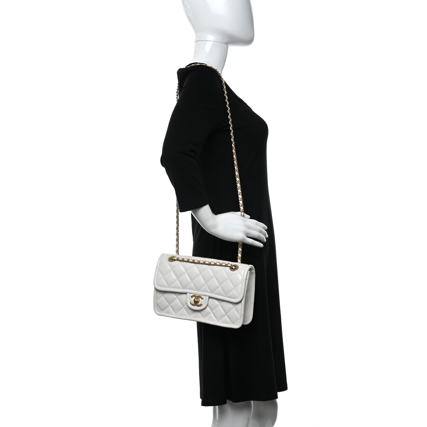 Chanel Caviar Quilted Medium Sweet Classic Flap White 2 of 10