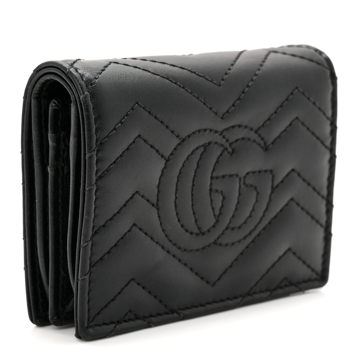 Calfskin Matelasse GG Marmont Card Case Wallet Black